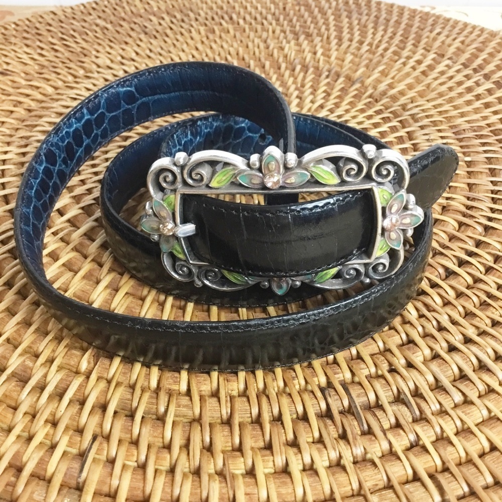 Brighton Black With Silver Buckle With Cute Flowers Size M-L 32